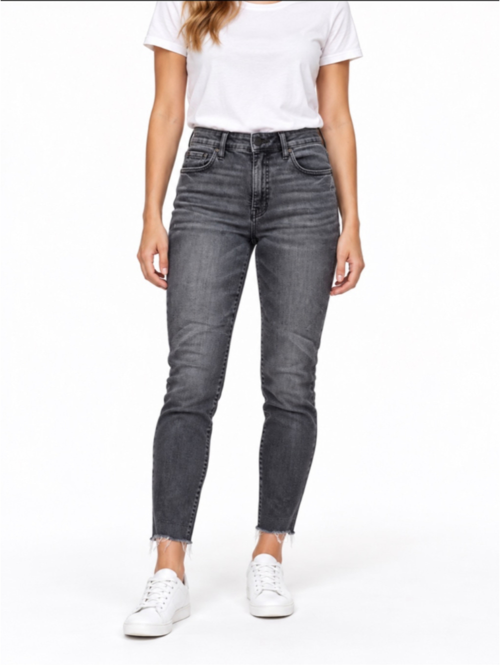 KUT From The Kloth Fab Ab Ankle Skinny Jeans Womens 2 Gray High Rise Raw Hem